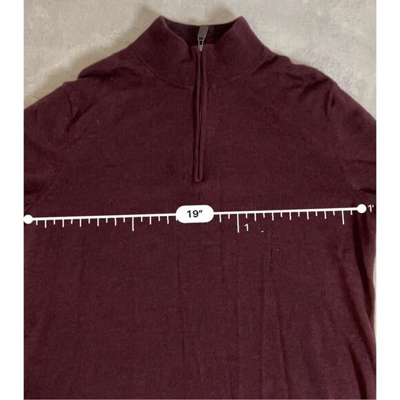 100% Merino Wool Mens Half Zip Large maroon - Picture 5 of 6